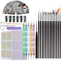 Diseños de Vinilos de Uñas Set- Aikvigss 24 hojas de plantillas de vinilo para uñas- 15pcs Pinceles para Uñas- 5pcs…